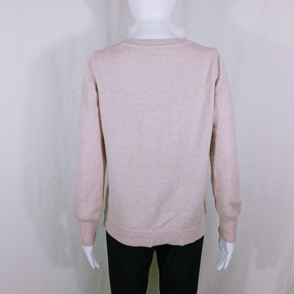 Loft Dusty Rose/Light Pink Sweater Size Medium w/Floral Lace - Picture 2 of 5